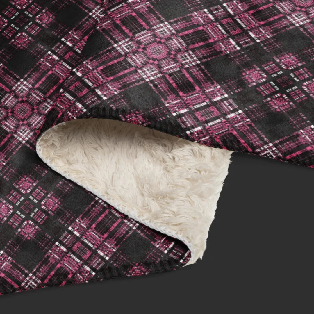 Blurred Plaid Sherpa Blanket - Emo Afterthought Black & Reds