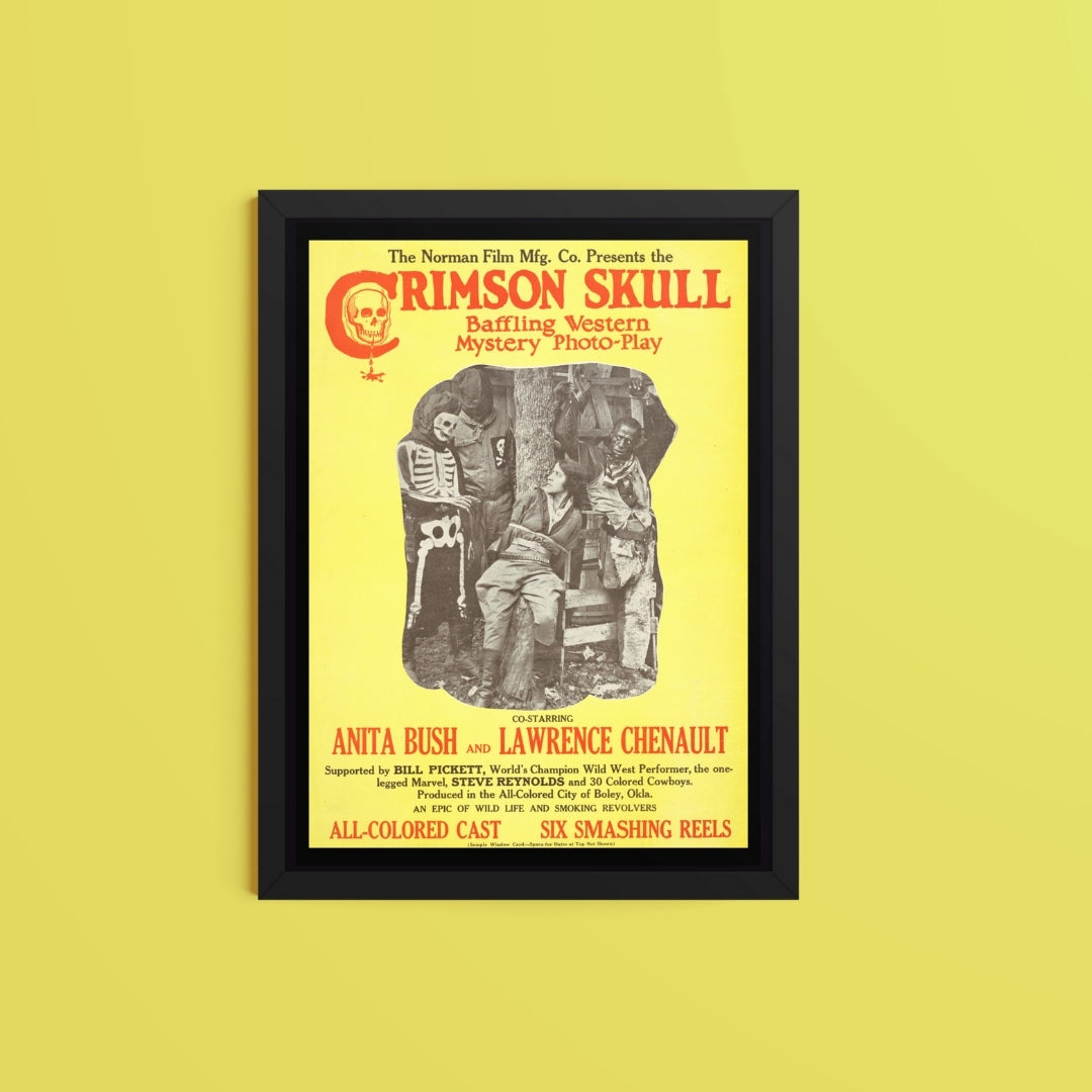 Crimson skull framed vintage movie poster