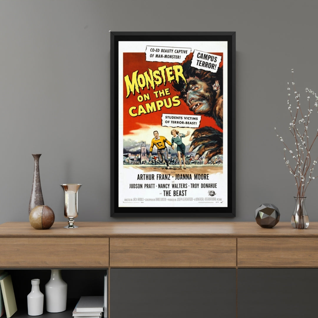 vintage framed poster of the movie monster on the campus
