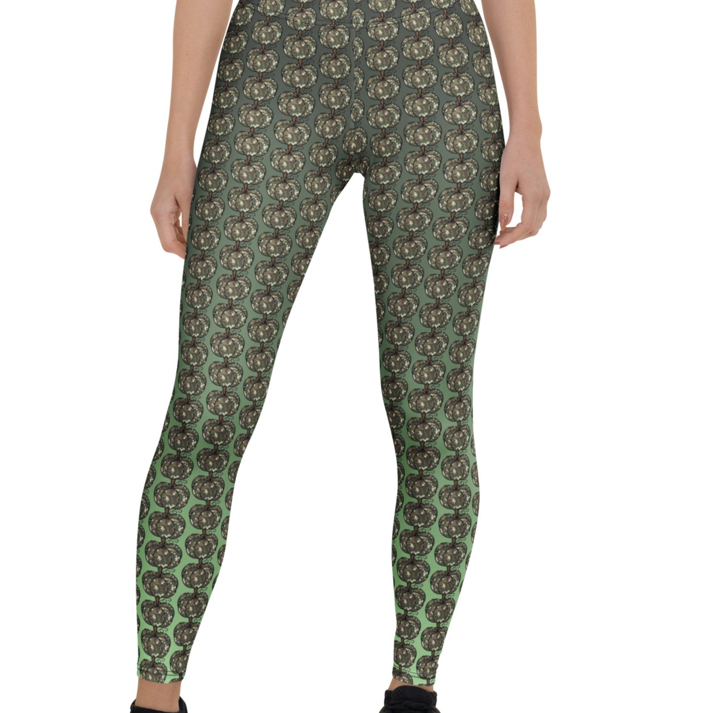 leggings with camo colored pumpkins on subtle background