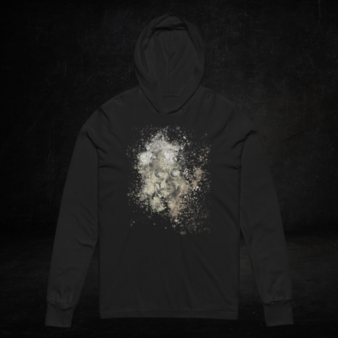 Camo splatter skull hooded long-sleeve tee