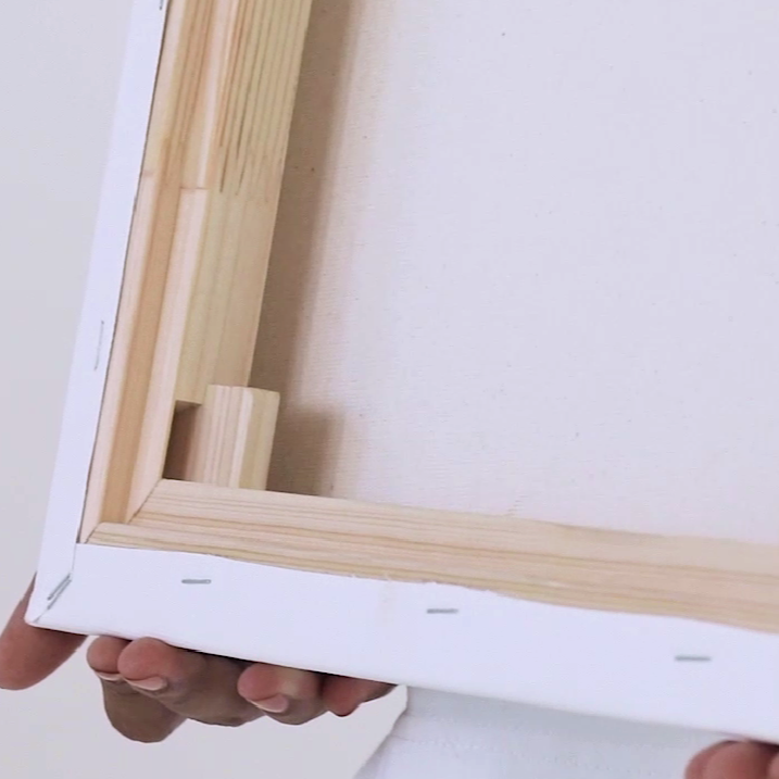 The wooden frame of canvas wall art and its robust corner structure