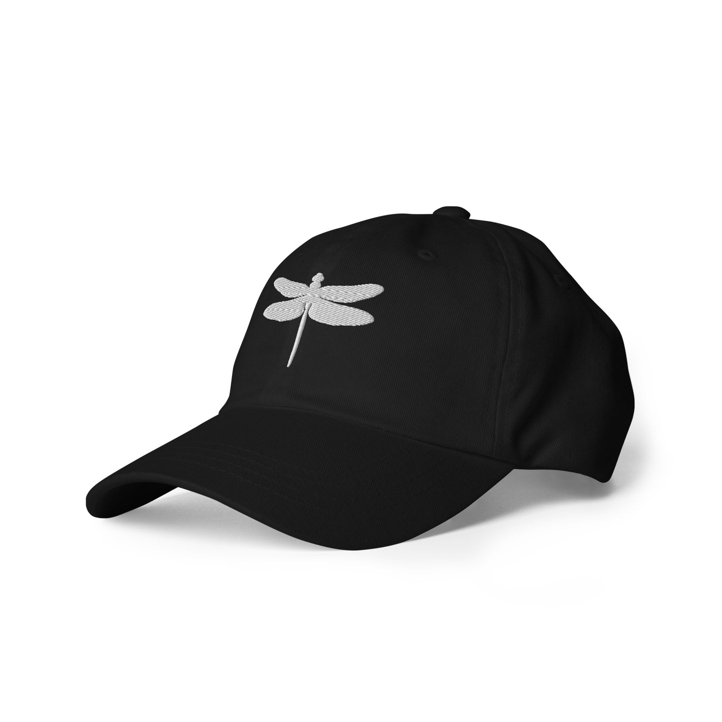 classic dad hat baseball cap with dragonfly design, black