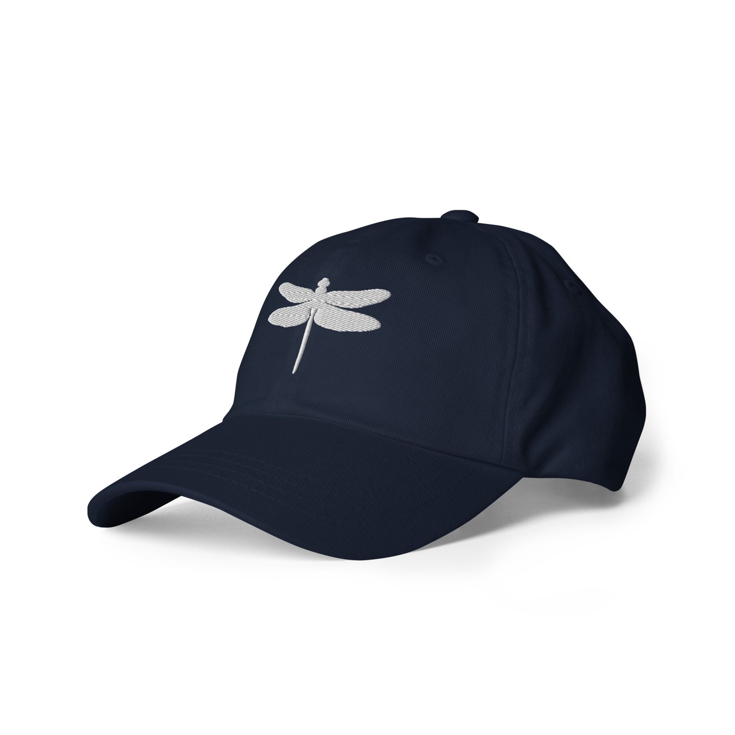 classic dad hat baseball cap with dragonfly design, navy