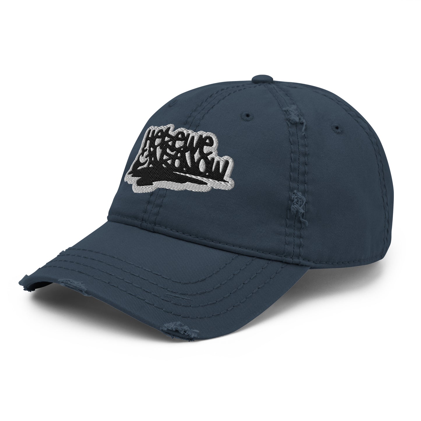 Here We Are Now Embroidered Cap - Distressed Grunge Cap