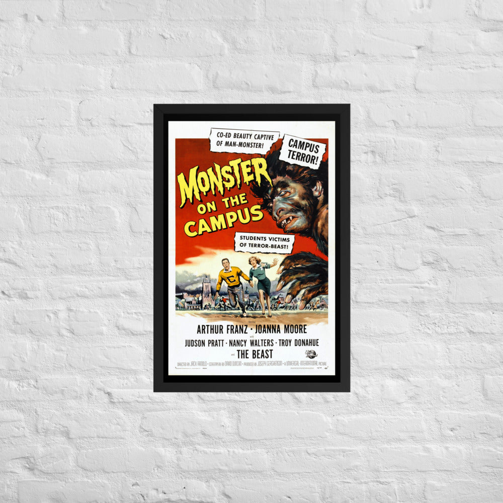 vintage framed poster of the movie monster on the campus