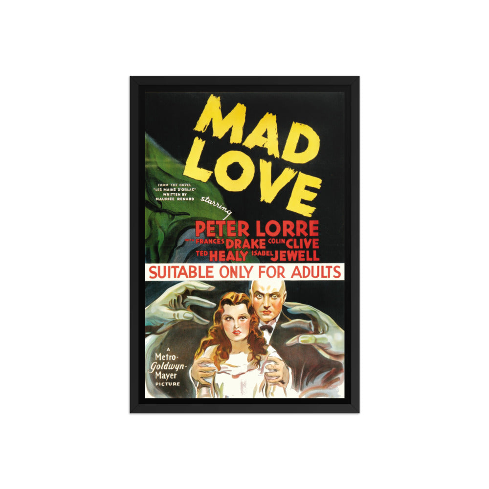a framed poster of the vintage horror movie "Mad Love"