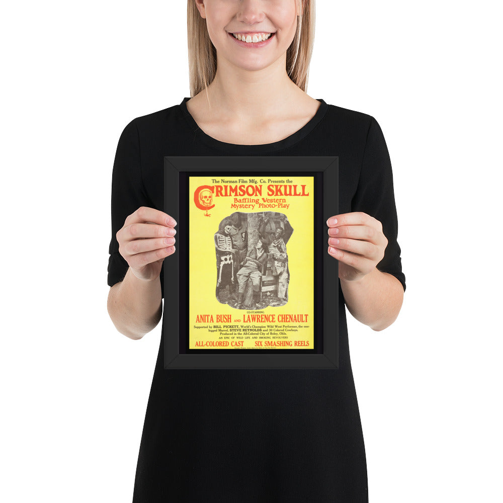 Crimson skull framed vintage movie poster