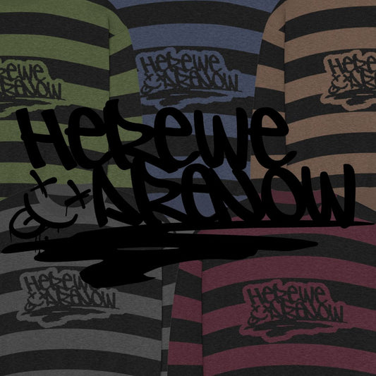 a collage of grunge style striped sweaters with the text "here we are now"