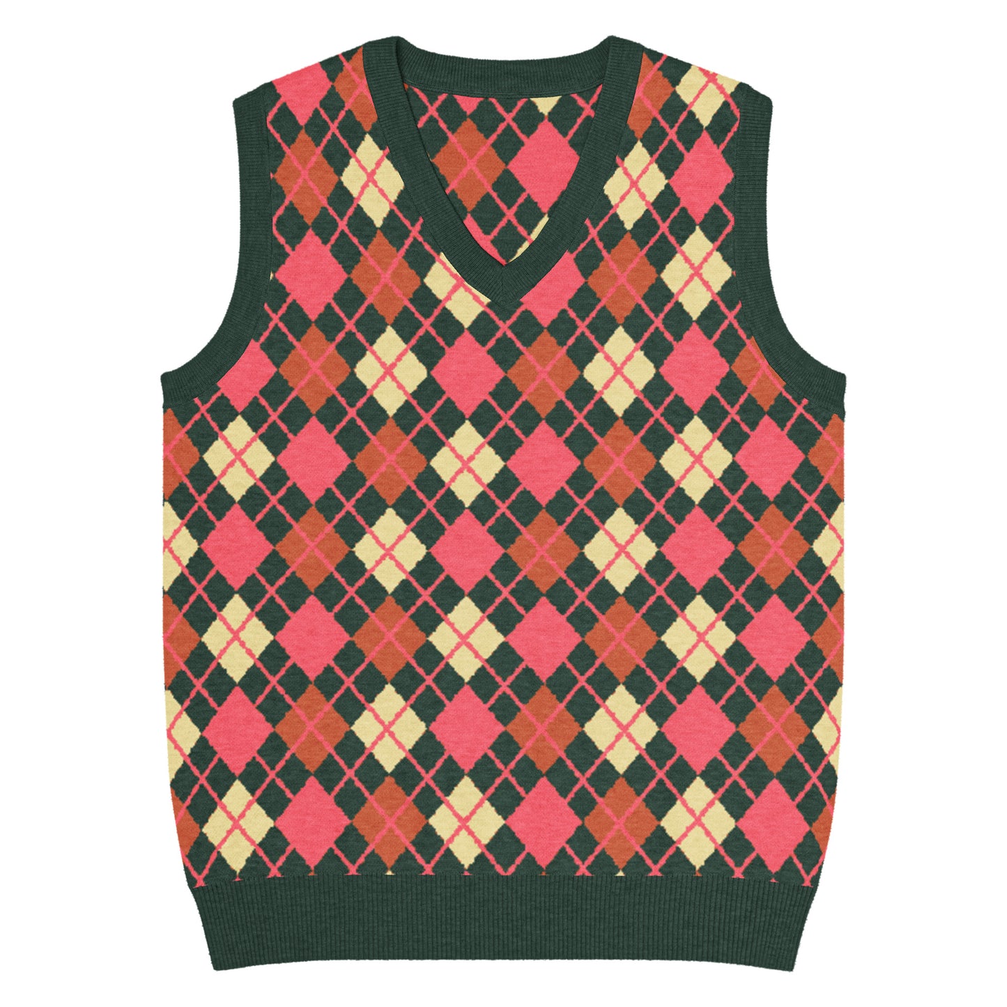 Emo-scene aesthetic diamond knitted vest