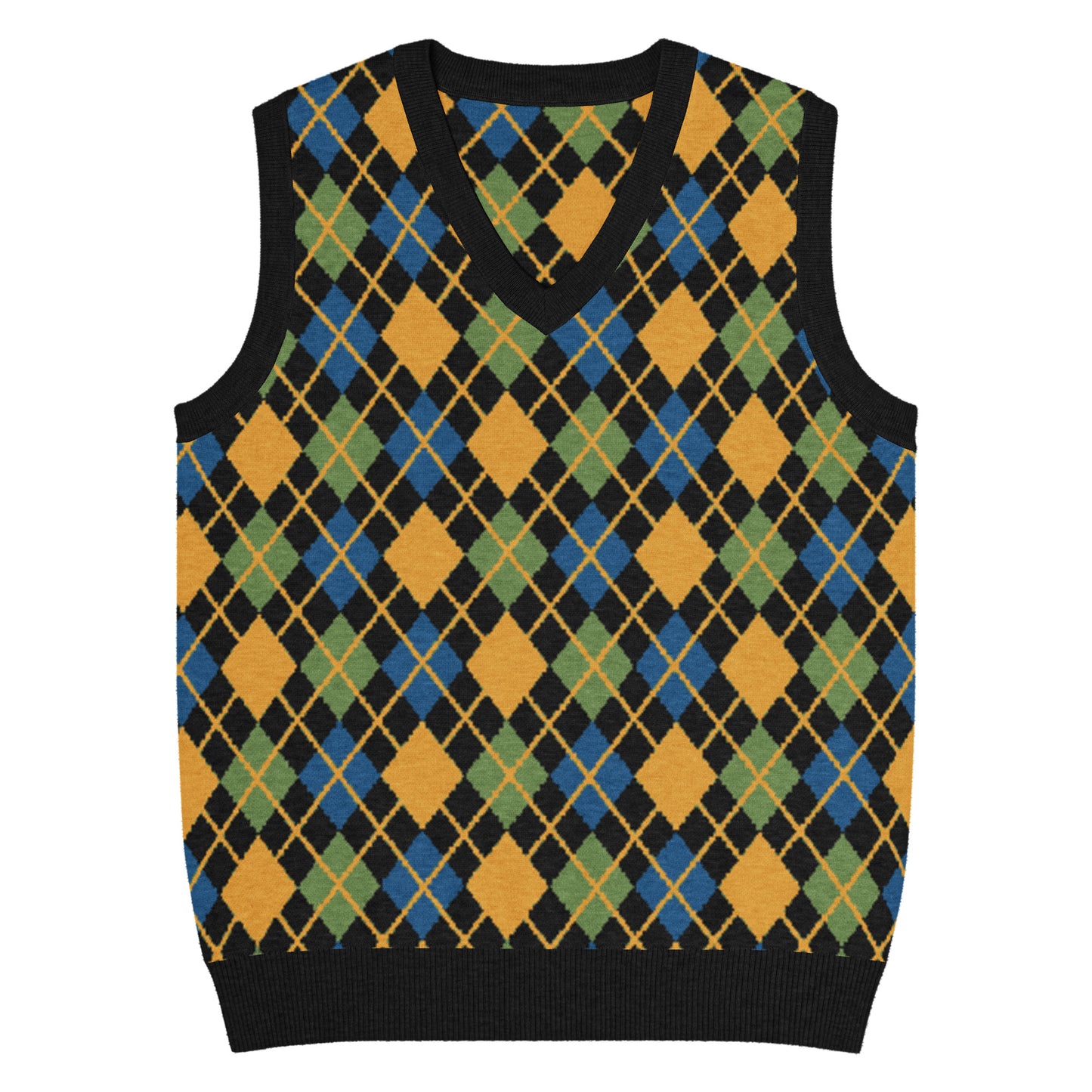 Emo-scene aesthetic diamond knitted vest