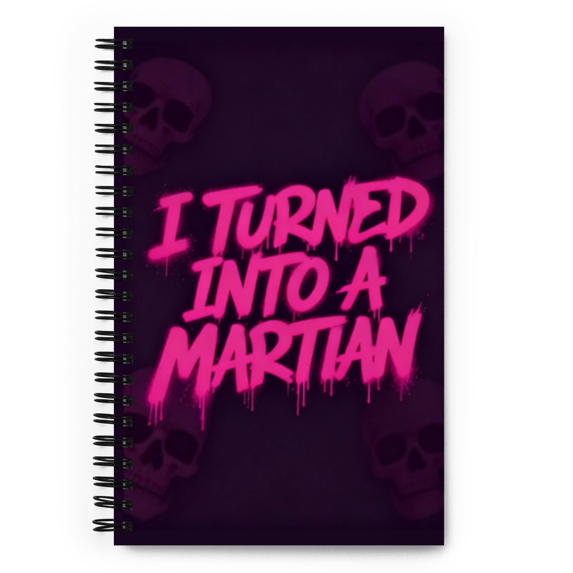 purple notebooks with misfits song names and skulls on the cover