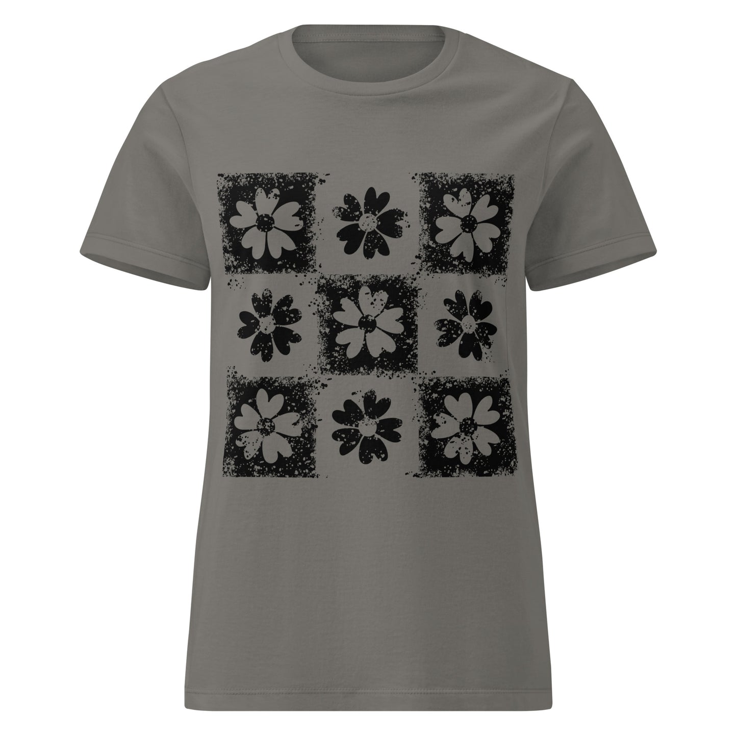 a t-shirt with emo vibe distressed floral pattern grid