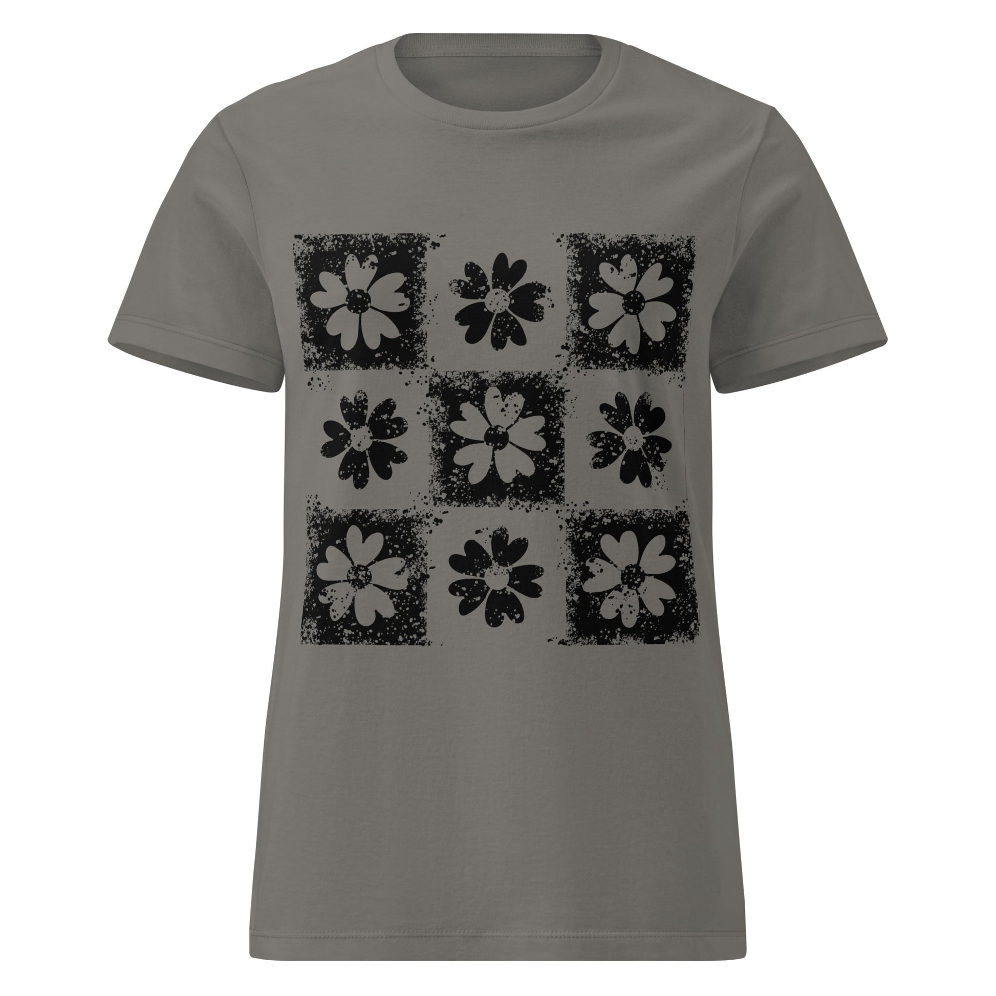 a t-shirt with emo vibe distressed floral pattern grid