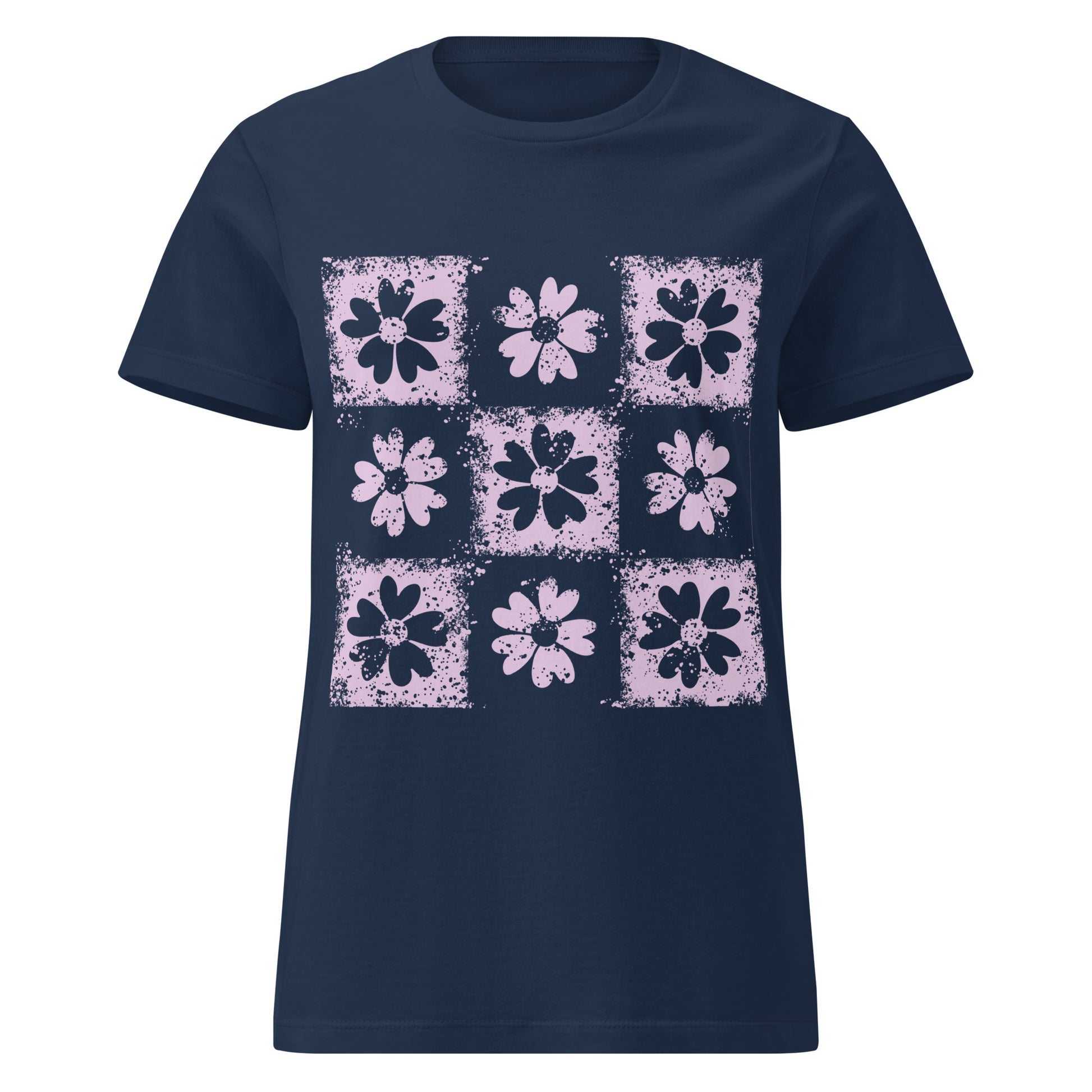 a t-shirt with emo vibe distressed floral pattern grid