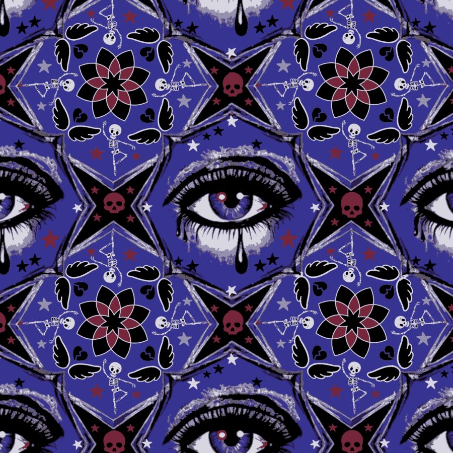 Kaleidoscope like emo eye design with emo symbols