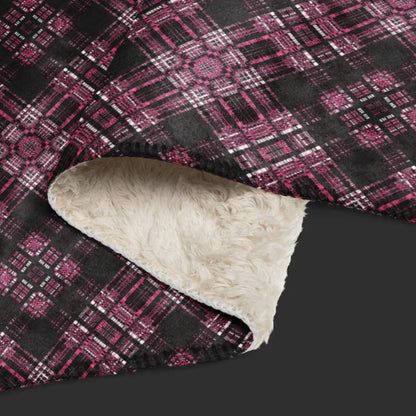 Blurred Plaid Sherpa Blanket - Emo Afterthought Black & Reds