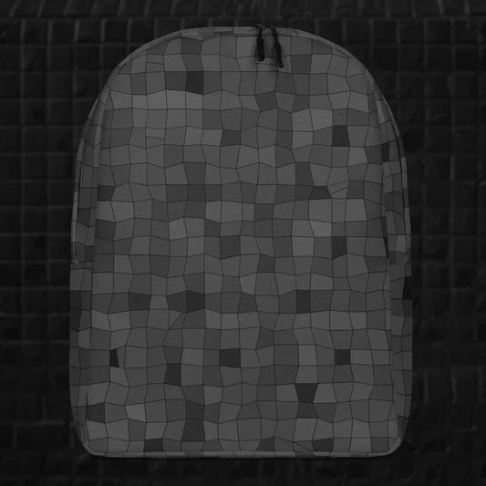 a grey shades skewed mosaic pattern backpack
