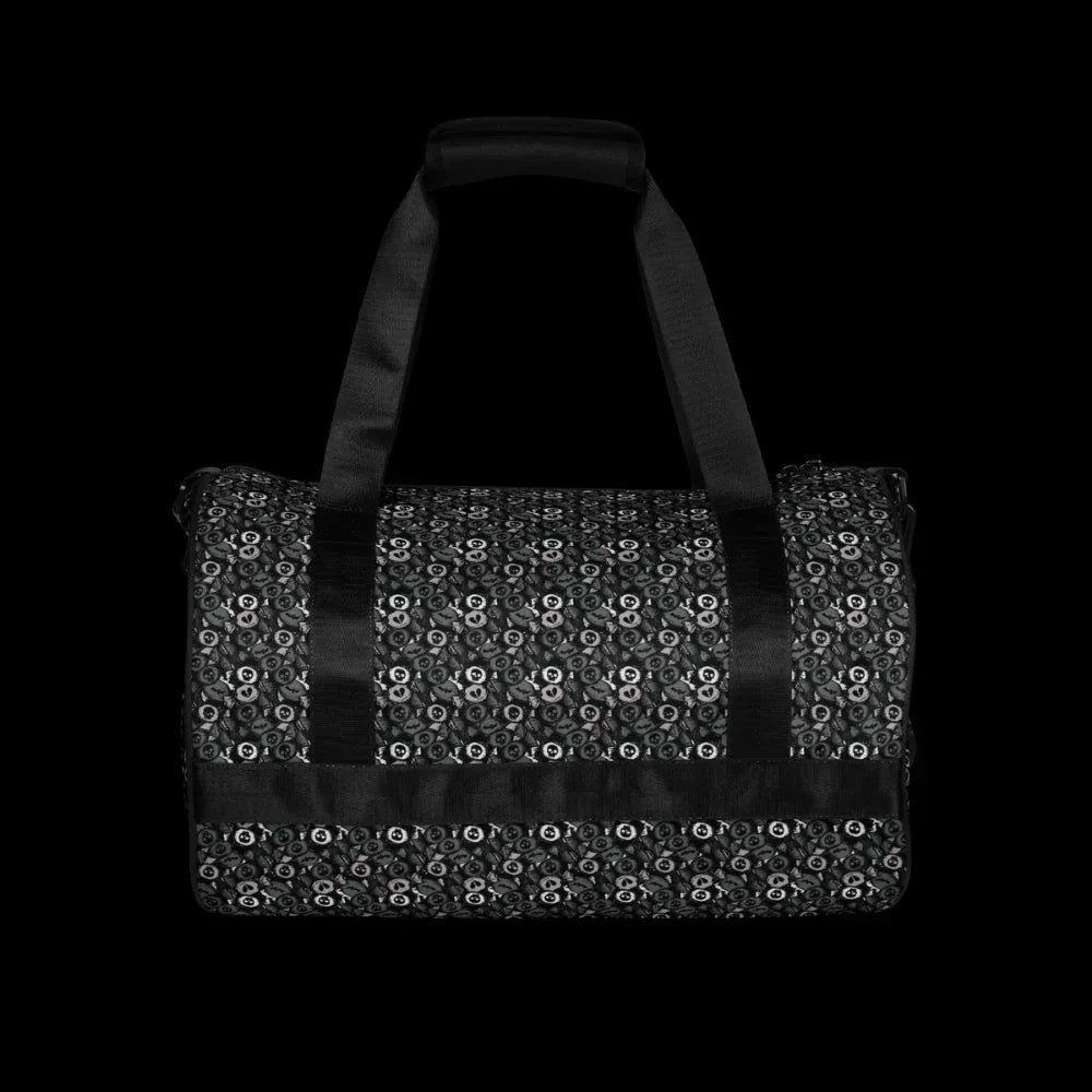 Duffel bag with a skull candy pattern in grey shades