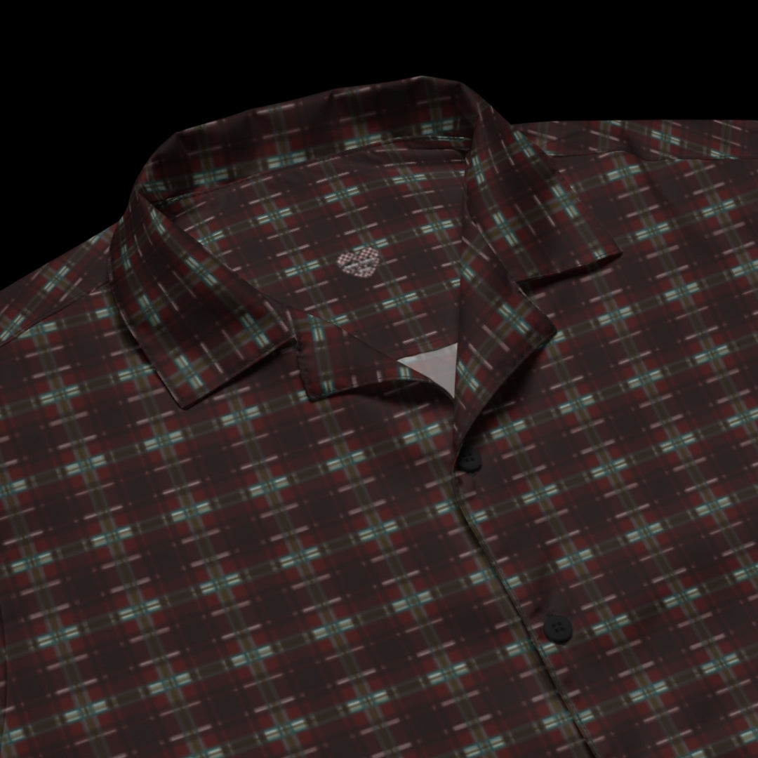 A dark punk tartan pattern short sleeve shirt with back print Punks not dead.