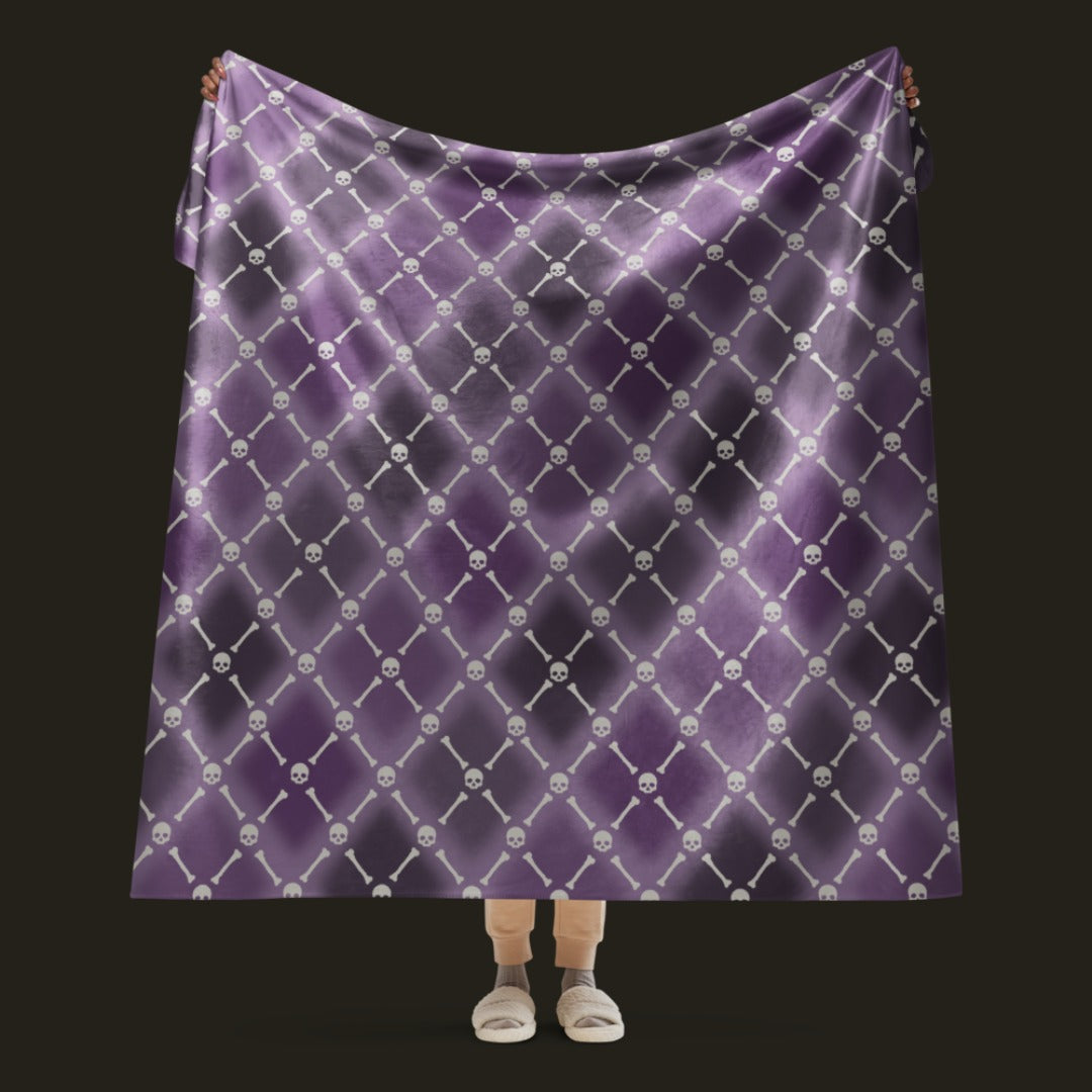 Soft Decay Skull Argyle Sherpa Blanket