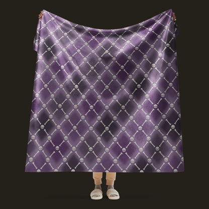 Soft Decay Skull Argyle Sherpa Blanket