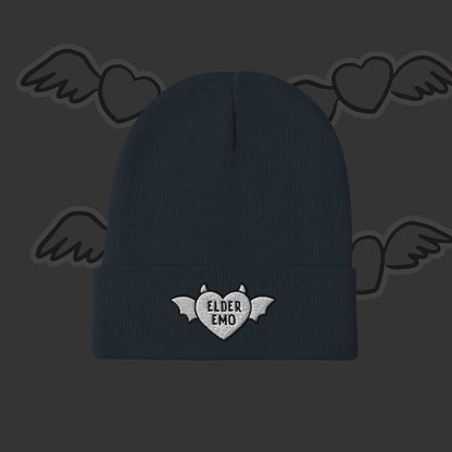 Elder Emo Beanie - Winged Heart Embroidery