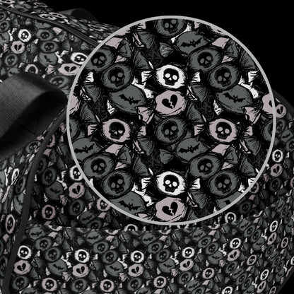 Duffel bag with a skull candy pattern in grey shades