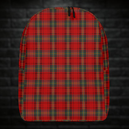 A backpack with classic red punk tartan print
