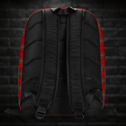 A backpack with classic red punk tartan print