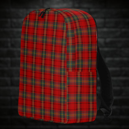 A backpack with classic red punk tartan print