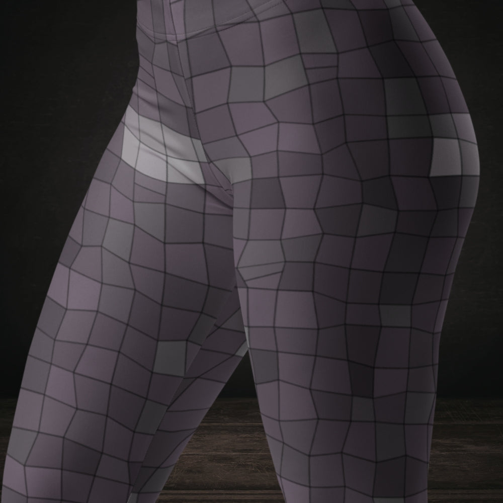 Leggings with an irregular distorted mosaic pattern in greyish blue