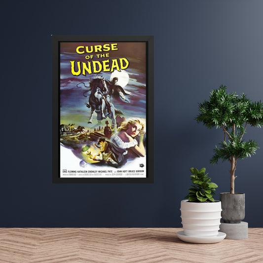 a large framed poster of the vintage horror movie curse of the undead