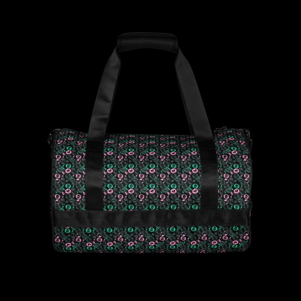 Duffel bag with a skull candy pattern in mint grey and pink shades