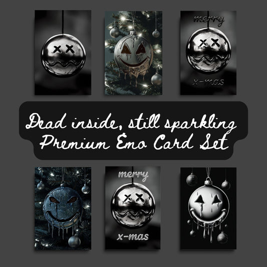 set of 6 emo themed Christmas cards