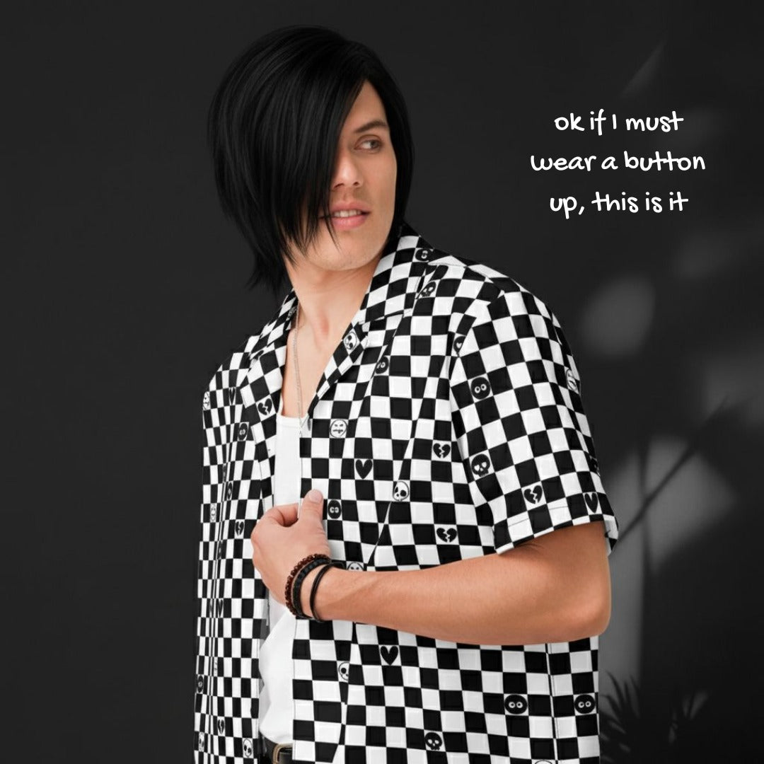 Monster in the checkers button shirt - emo symbolism