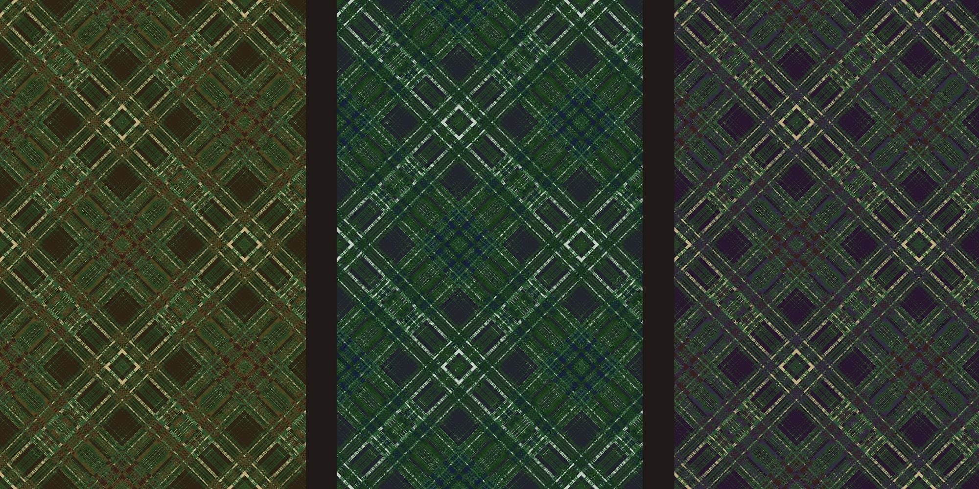 Three fuzzy plaid sherpa blankets in forest witch shades