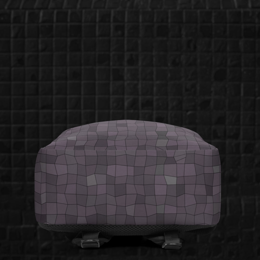 a blue grey broken skewed mosaic pattern backpack