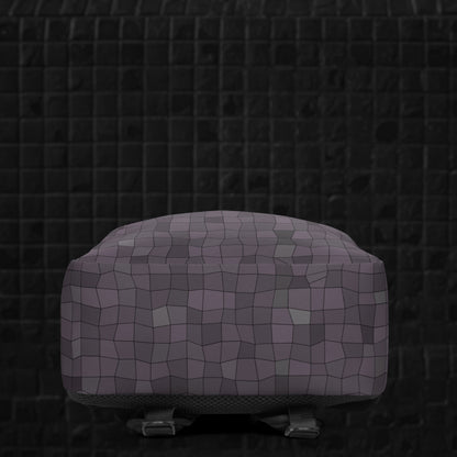 a blue grey broken skewed mosaic pattern backpack