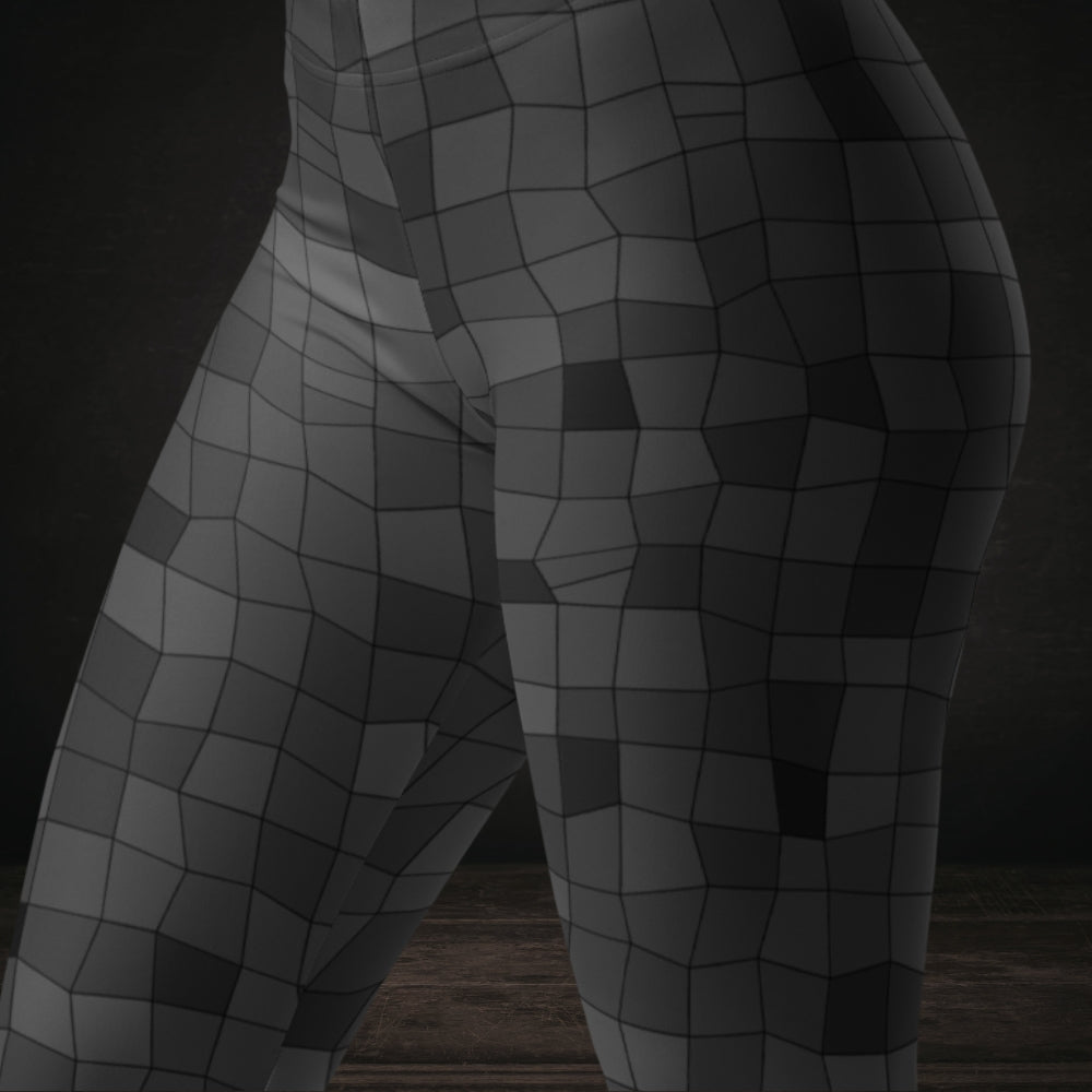 Leggings with an irregular distorted mosaic pattern in grey shades