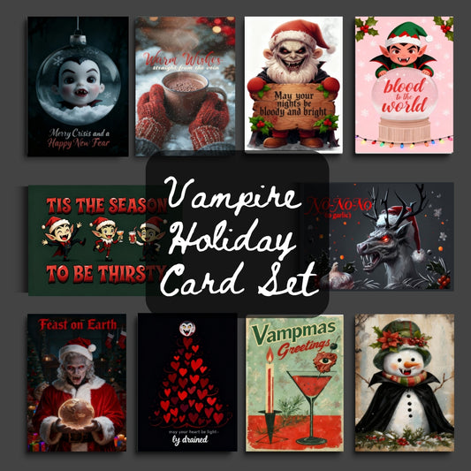 set o 20 vampire themed christmas greeting cards