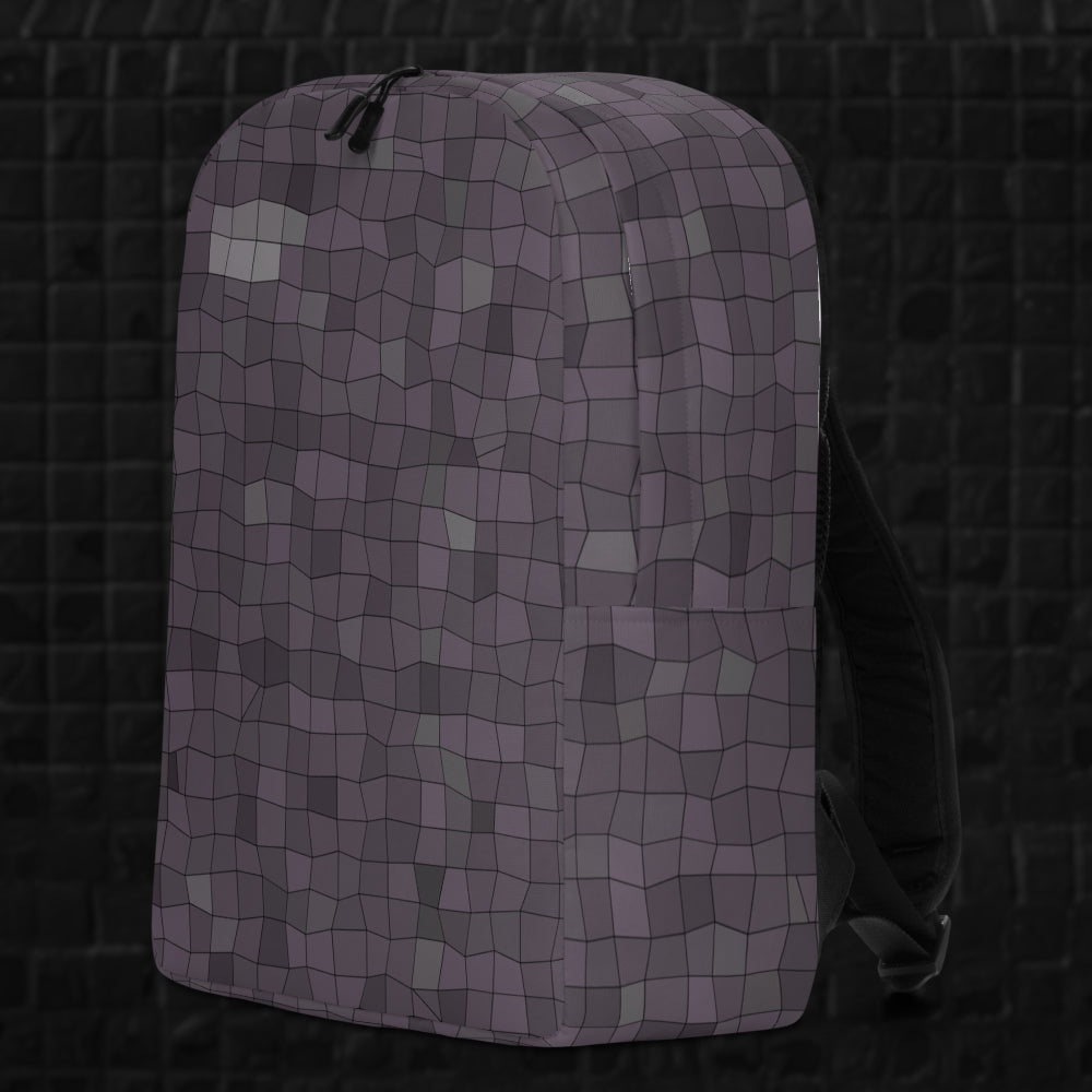 a blue grey broken skewed mosaic pattern backpack