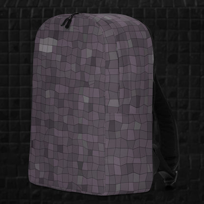 a blue grey broken skewed mosaic pattern backpack