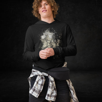 Camo splatter skull hooded long-sleeve tee