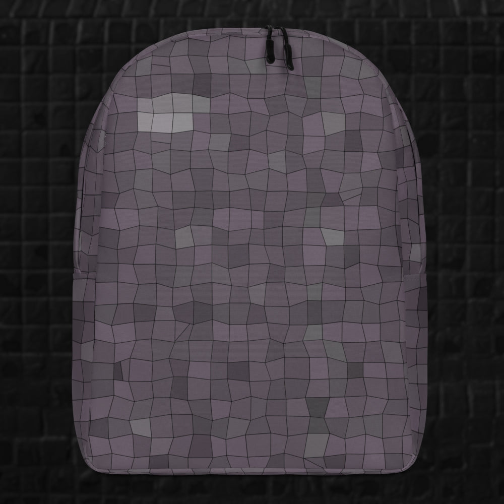 a blue grey broken skewed mosaic pattern backpack