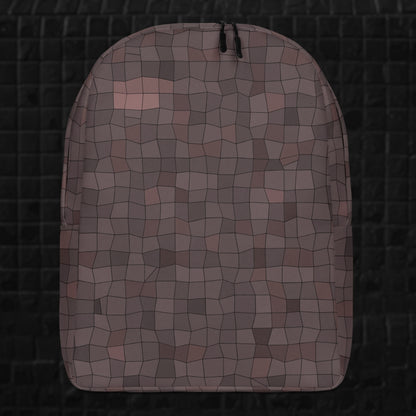 a dusty pink burgundy skewed mosaic pattern backpack