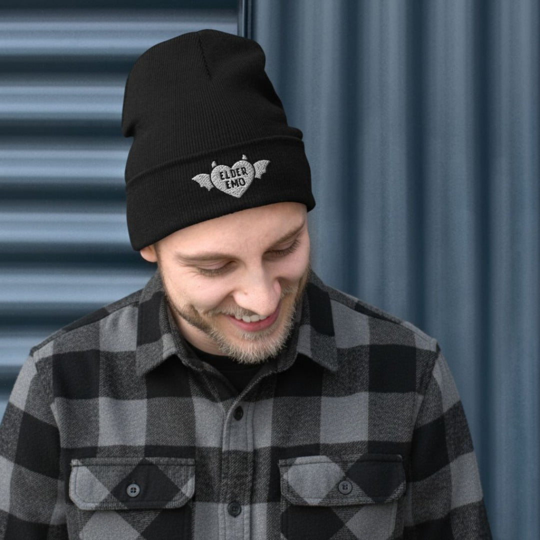 Elder Emo Beanie - Winged Heart Embroidery