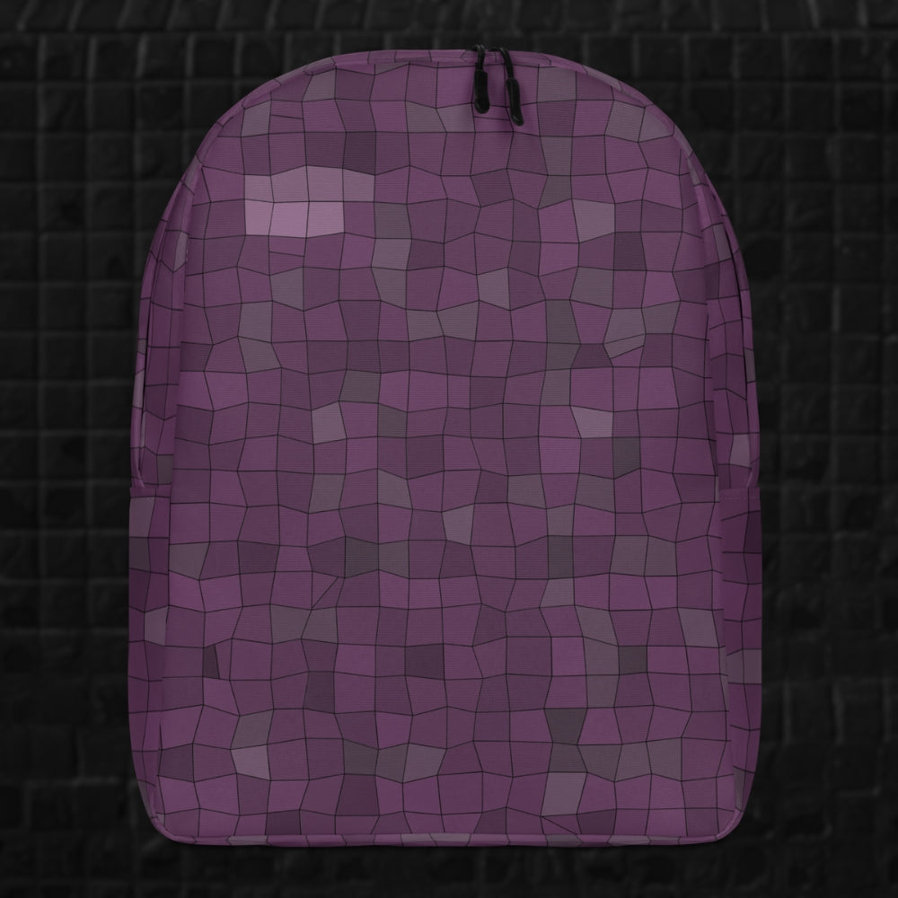 a purple skewed mosaic pattern backpack