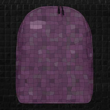 a purple skewed mosaic pattern backpack