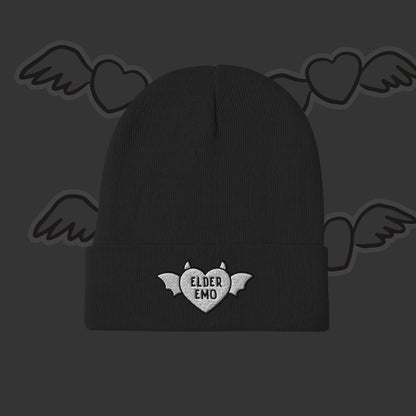 Elder Emo Beanie - Winged Heart Embroidery